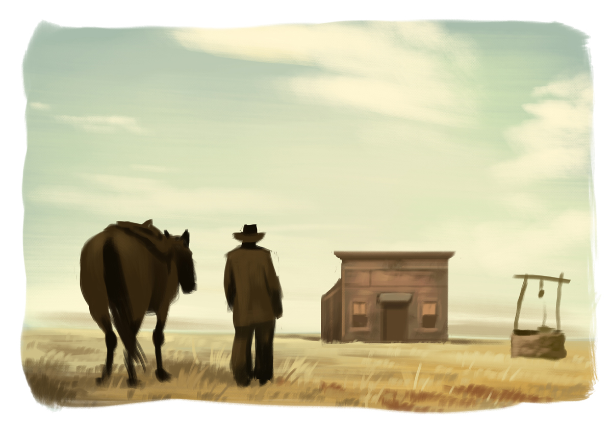Ballad of Buster Scruggs Fan Art Sketch Brown Bag Labs