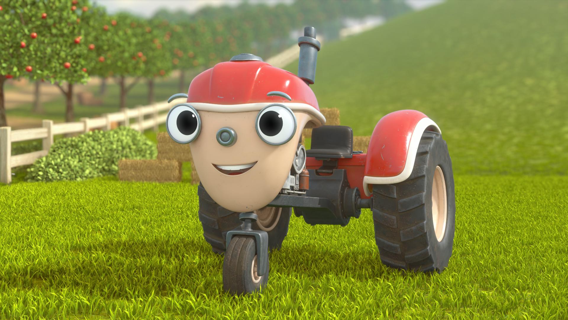 Otis on the grass in the farm