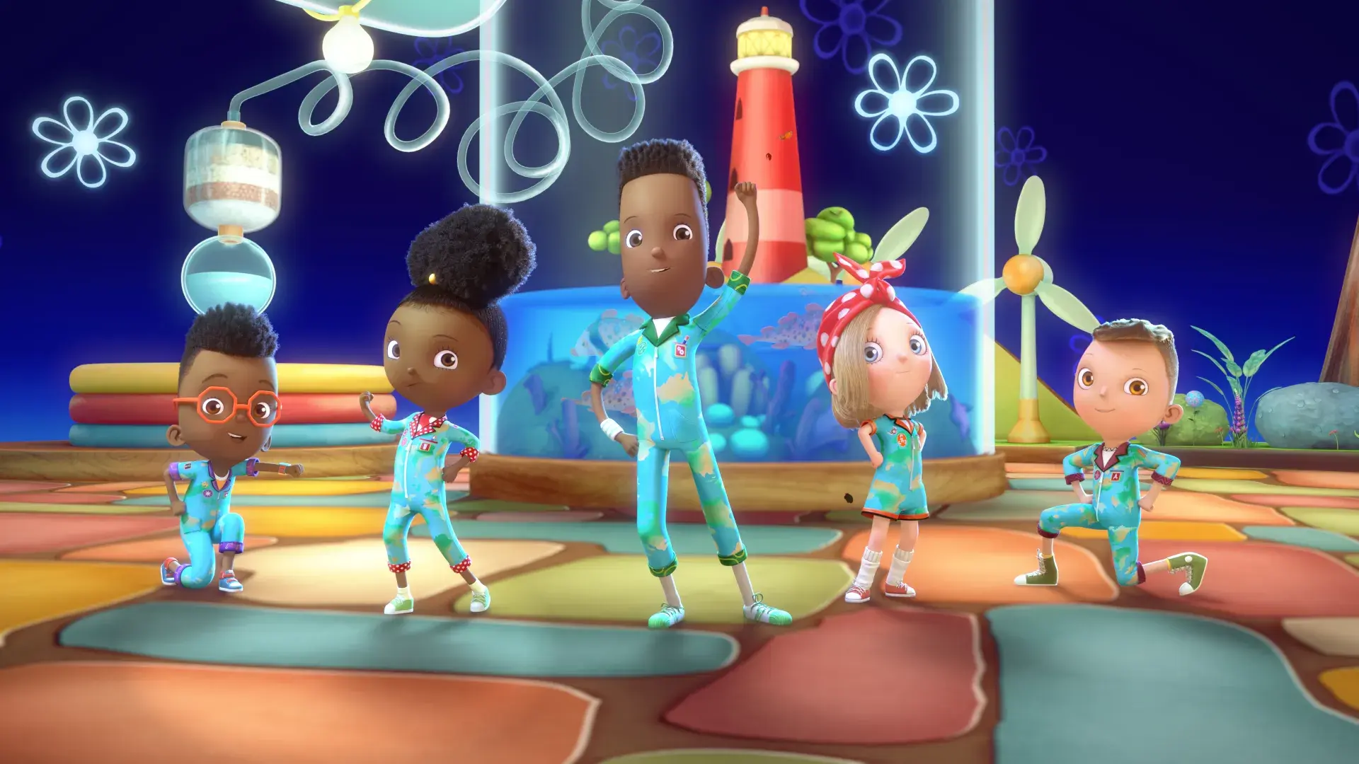 The Green Team posing in front of the lab