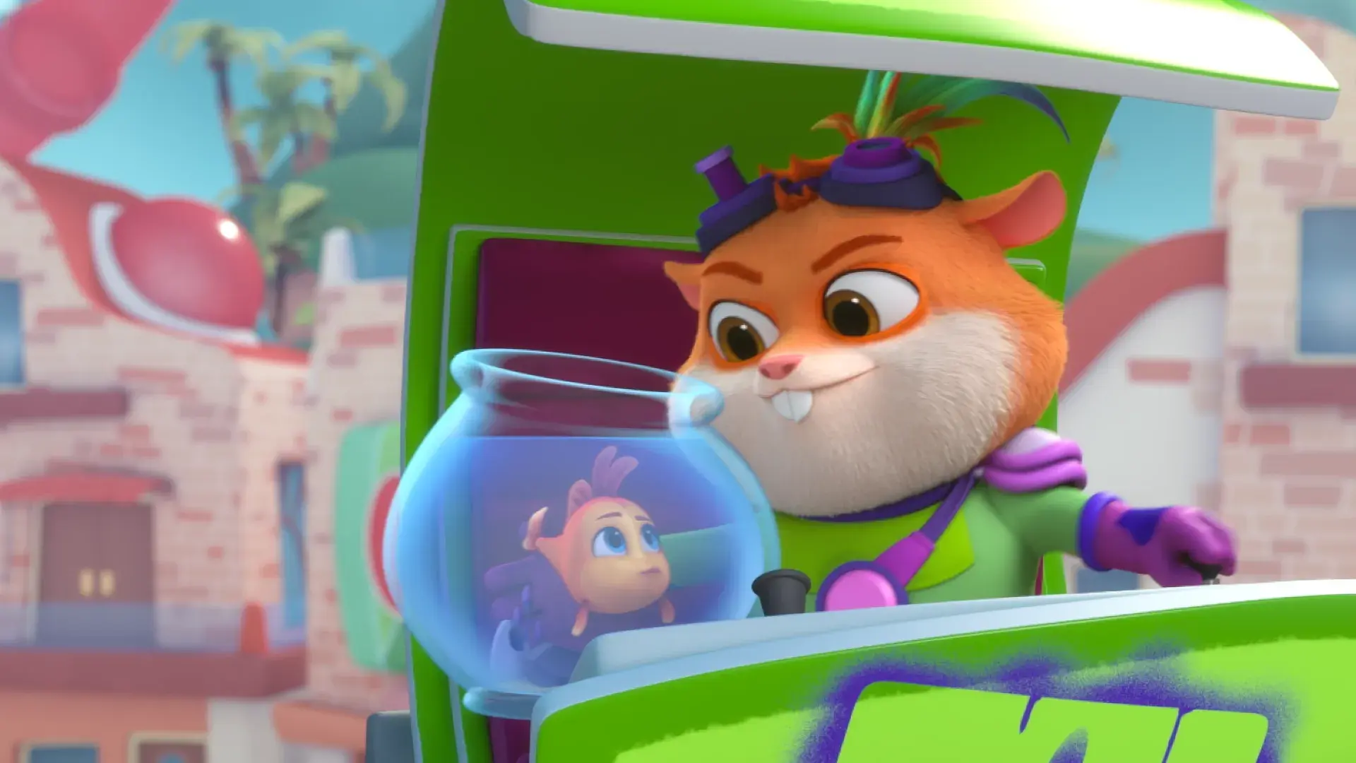 a goldfish in a bowl and Gimme Pig