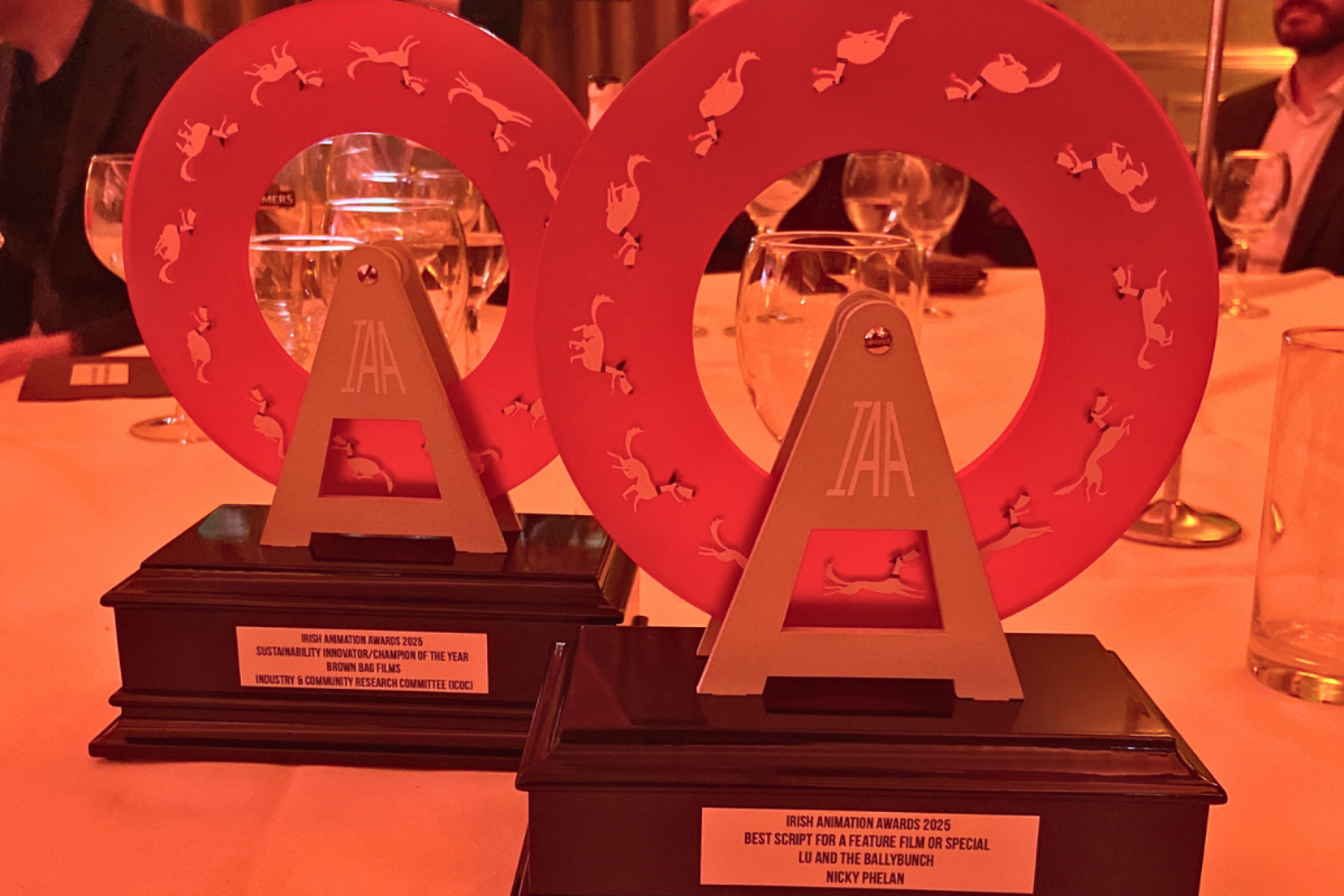 Irish Animation Awards 2025 Awards two trophies on table