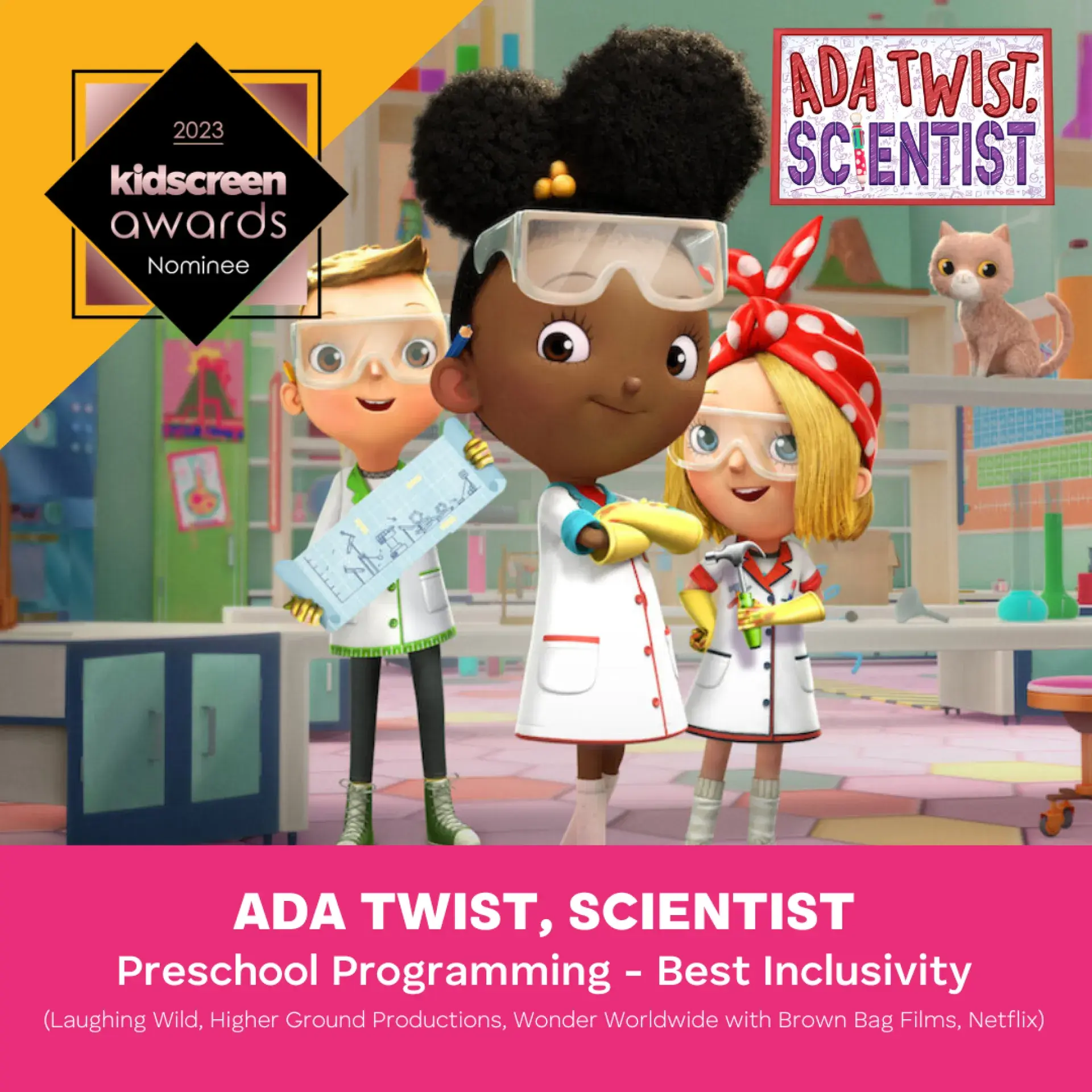 Kidscreen Banner 2023 Ada Twist, Scientist