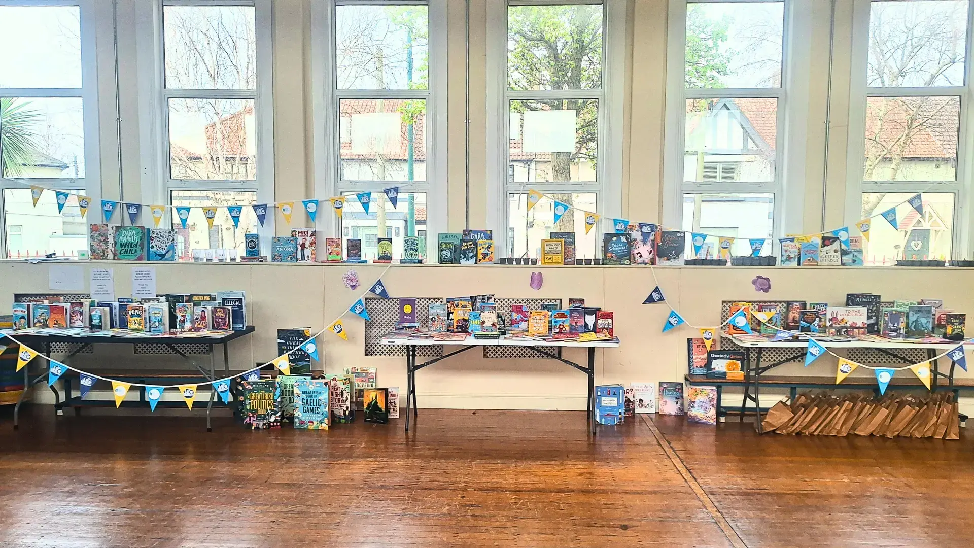 A colourful display of children's books 