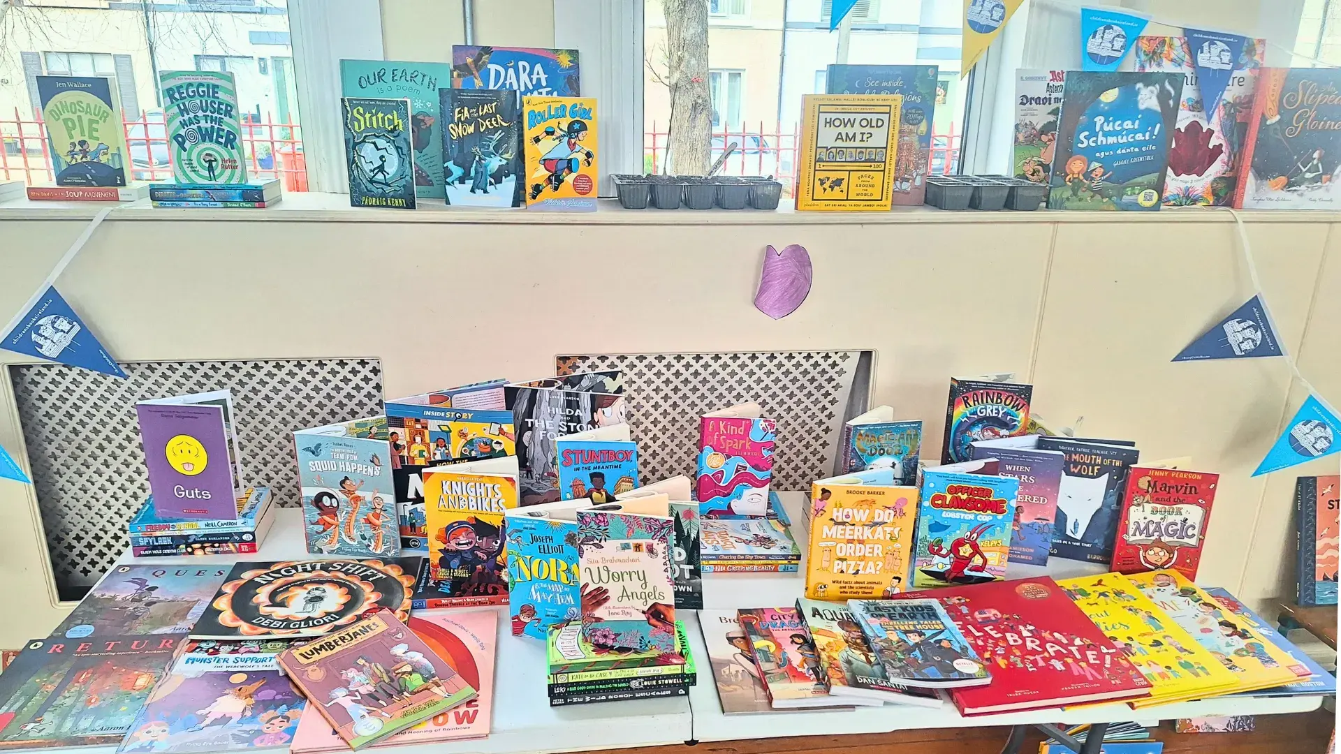 A colourful display of children's books 