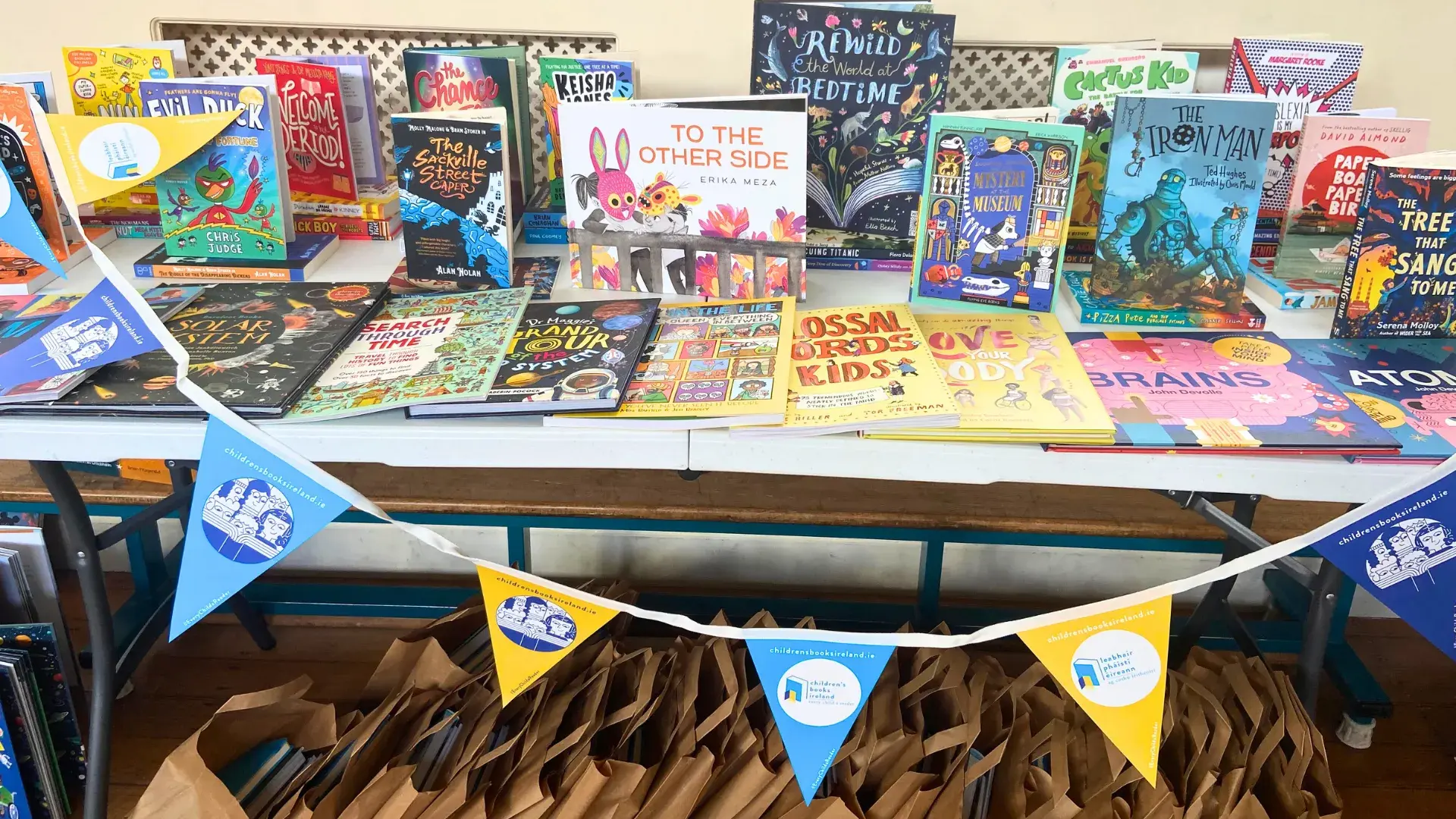 A colourful display of children's books 