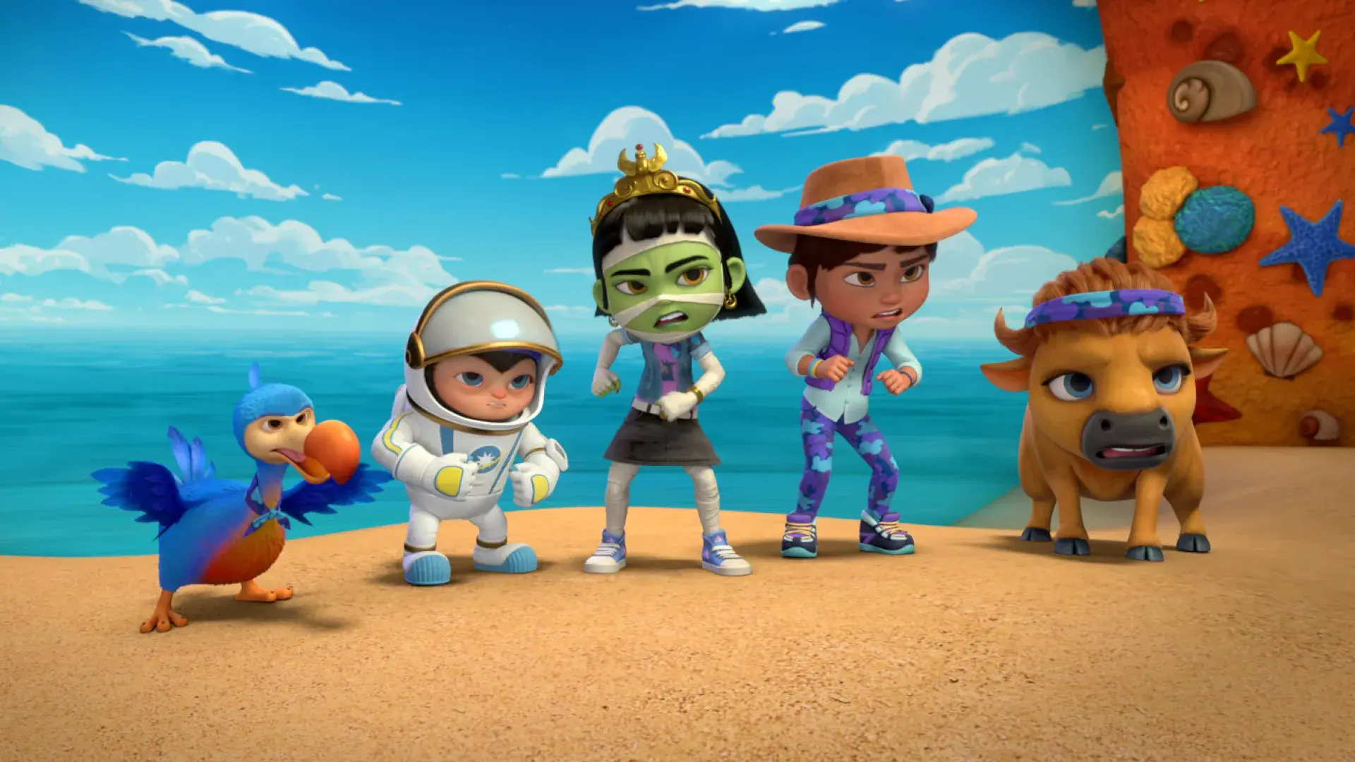 Ridley Jones and friends on the beach