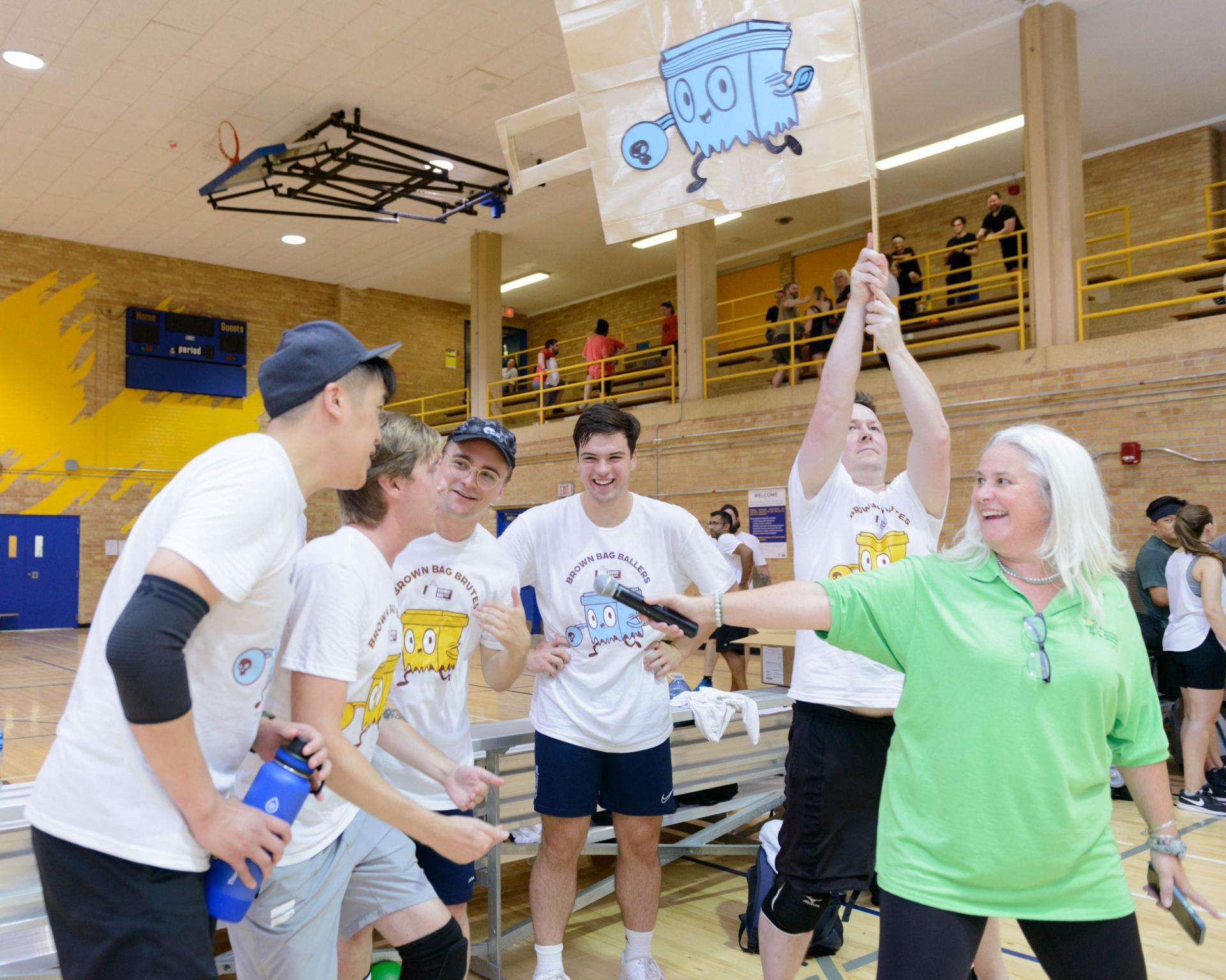 Brown Bag Films at dodge ball tournament - Players cheering