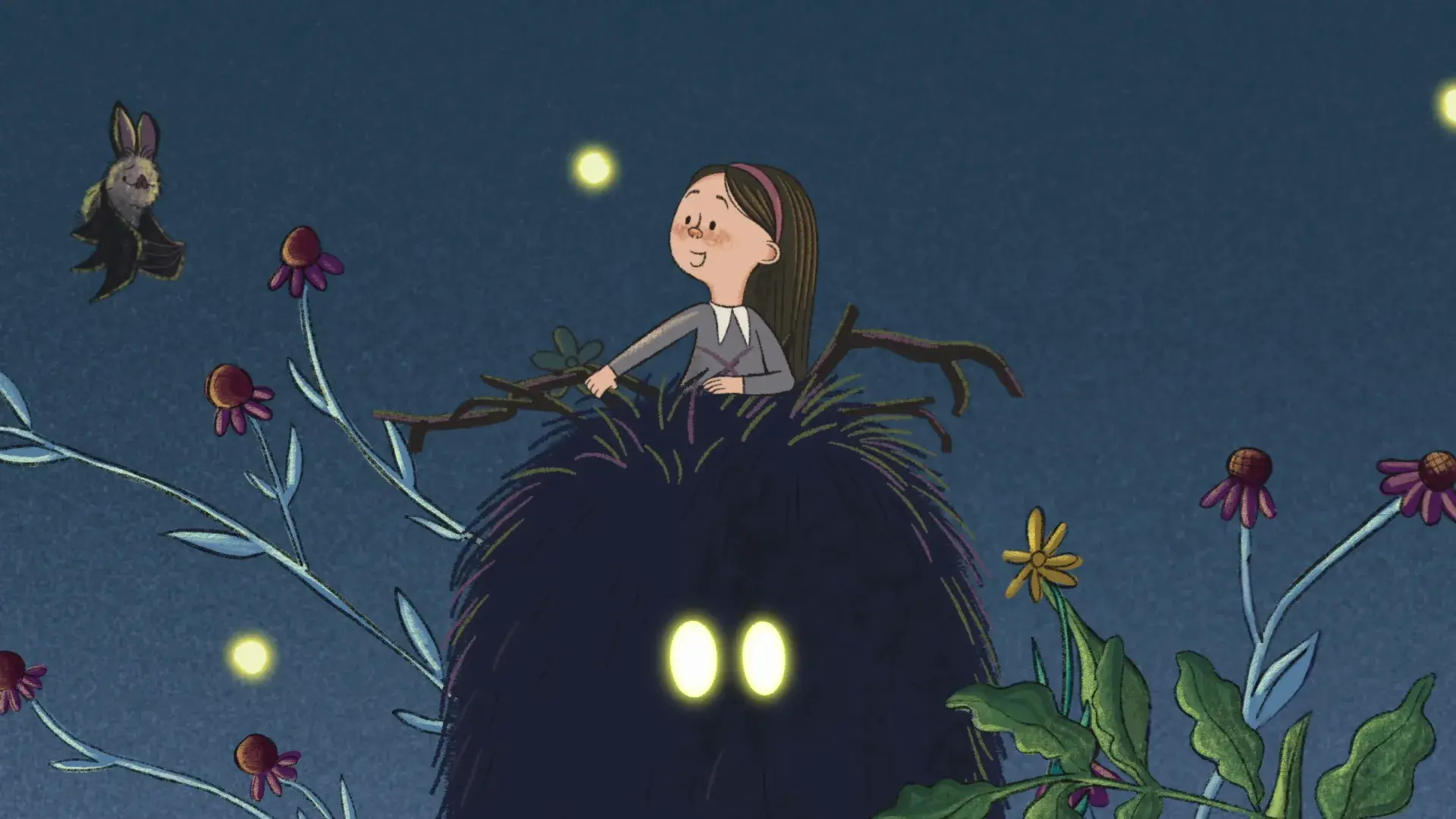 Millie Fleur Trailer Image - Millie on the head of a monster