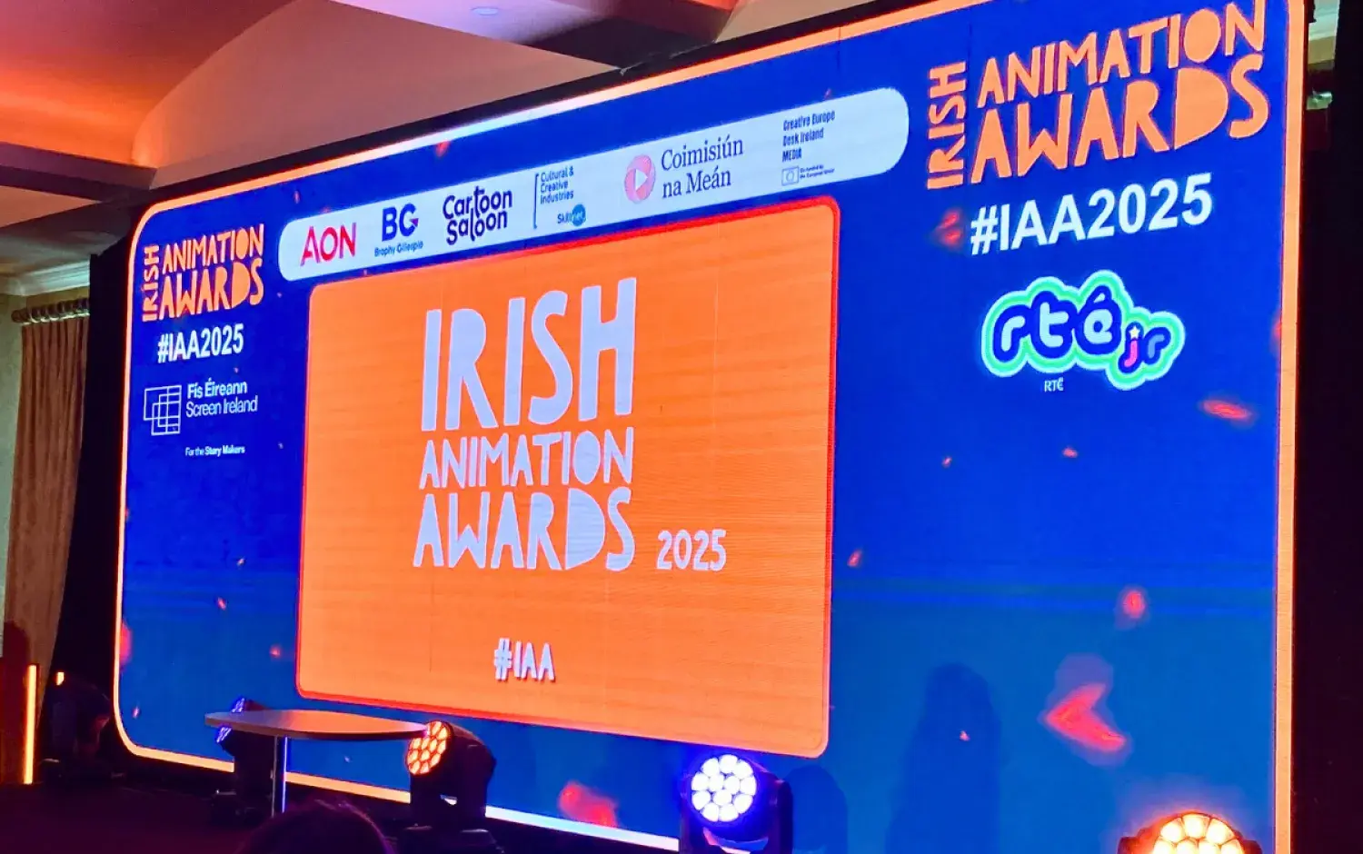 Irish Animation Awards 2025 Awards Digital Sign on Stage