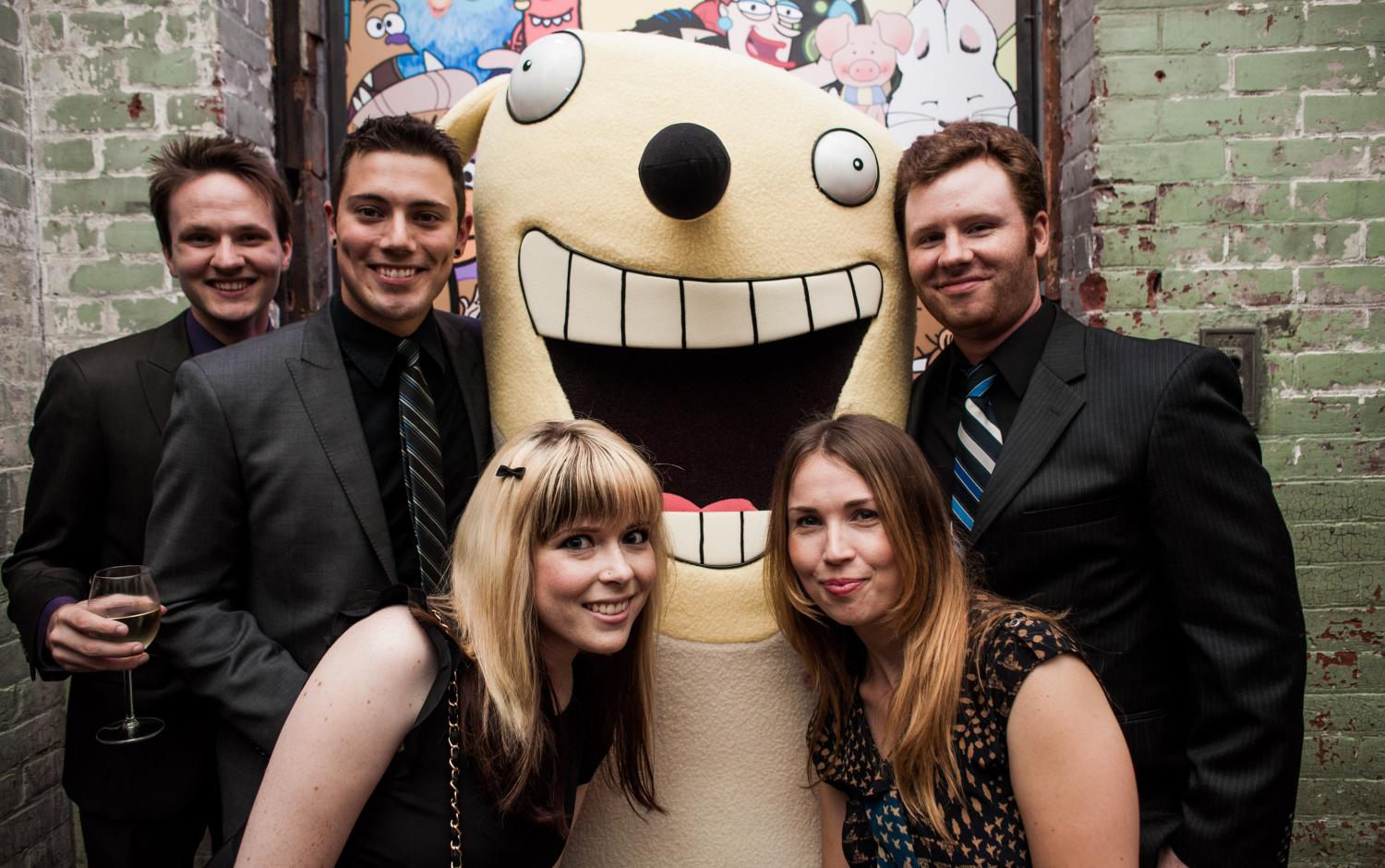 Brown Bag crew at a party