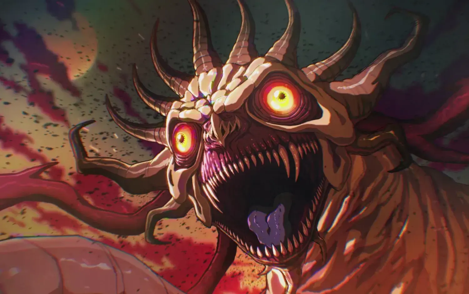 Monster screaming in a dark universe.