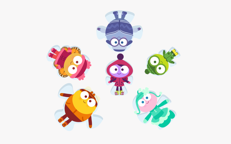 Lu & The Bally Bunch: Characters dance outside.