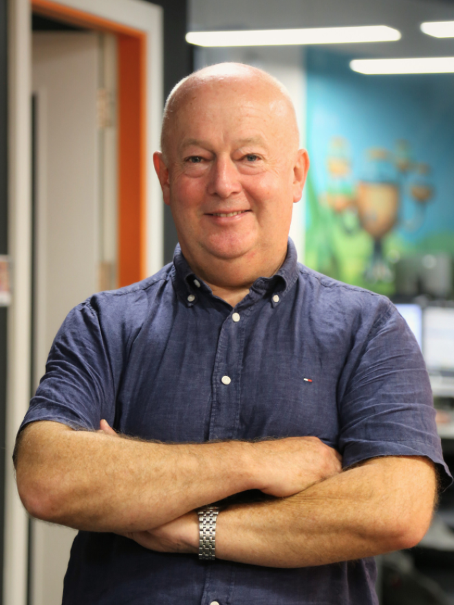 A photo of John Brady in the Brown Bag Films Dublin studio