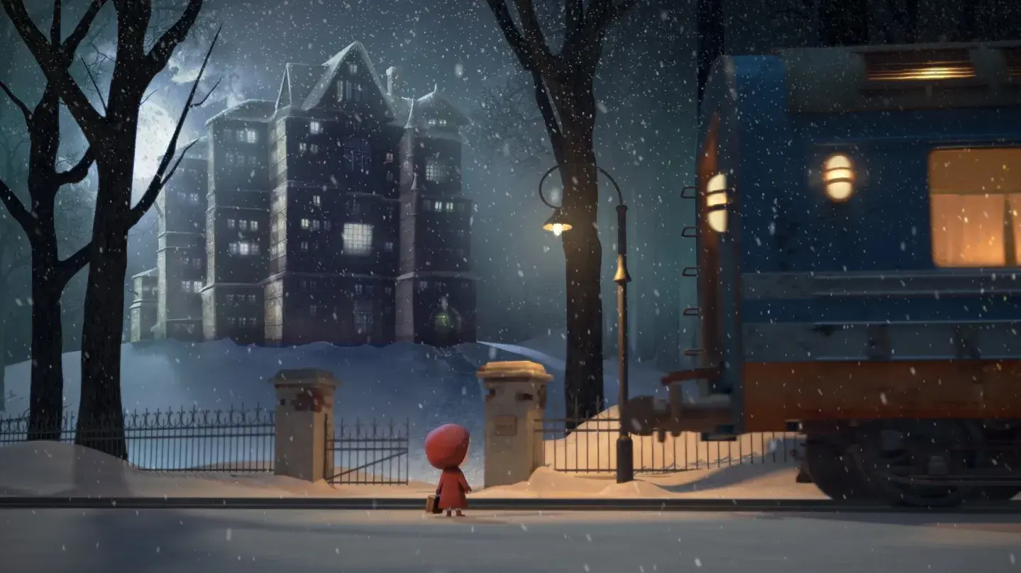 A still from the short film Anya featuring a young girl in an orphanage