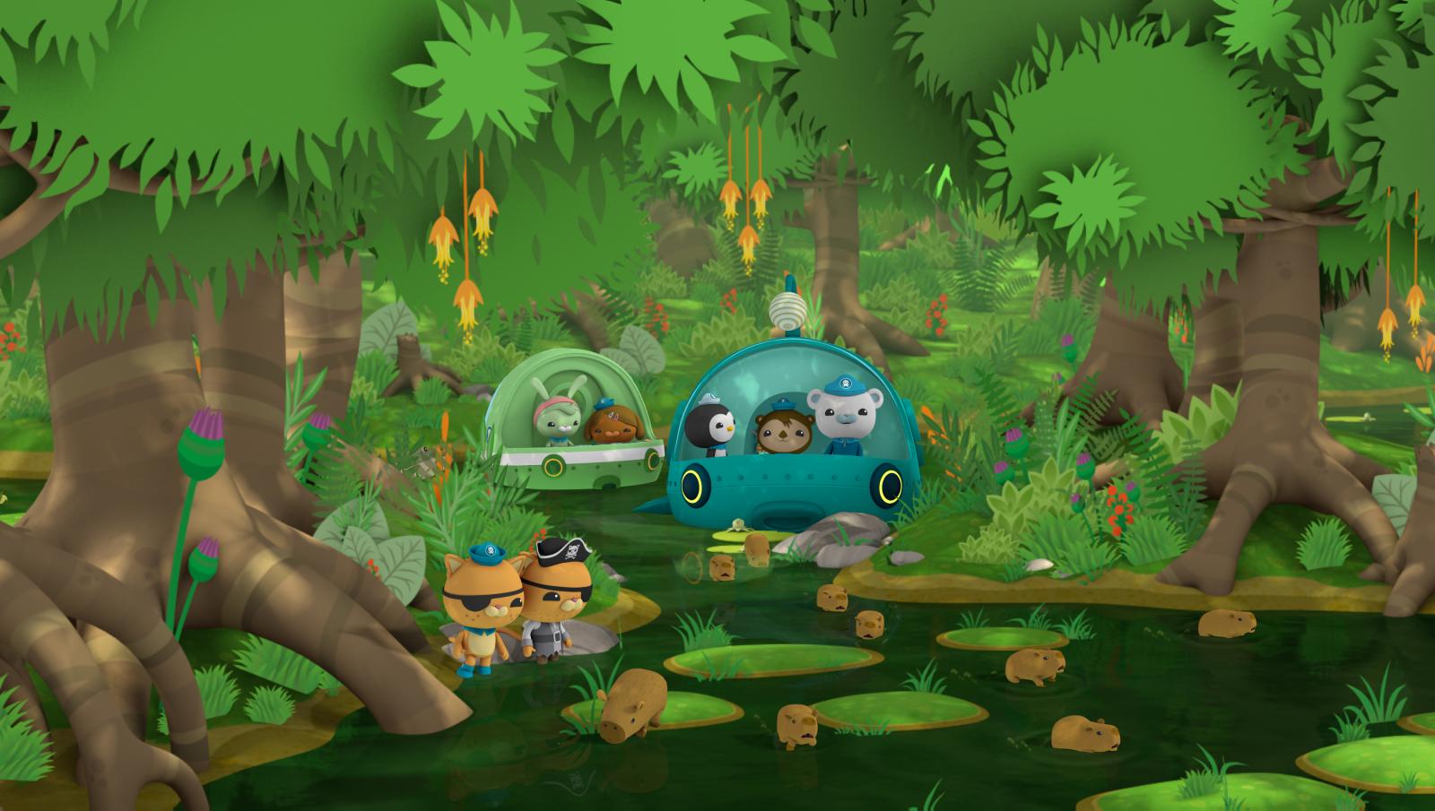 The Octonauts in a swampy area