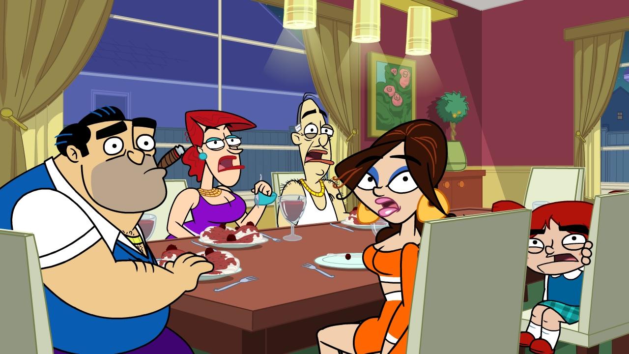 Fugget About It - Episodic Still - Family at dining room table.