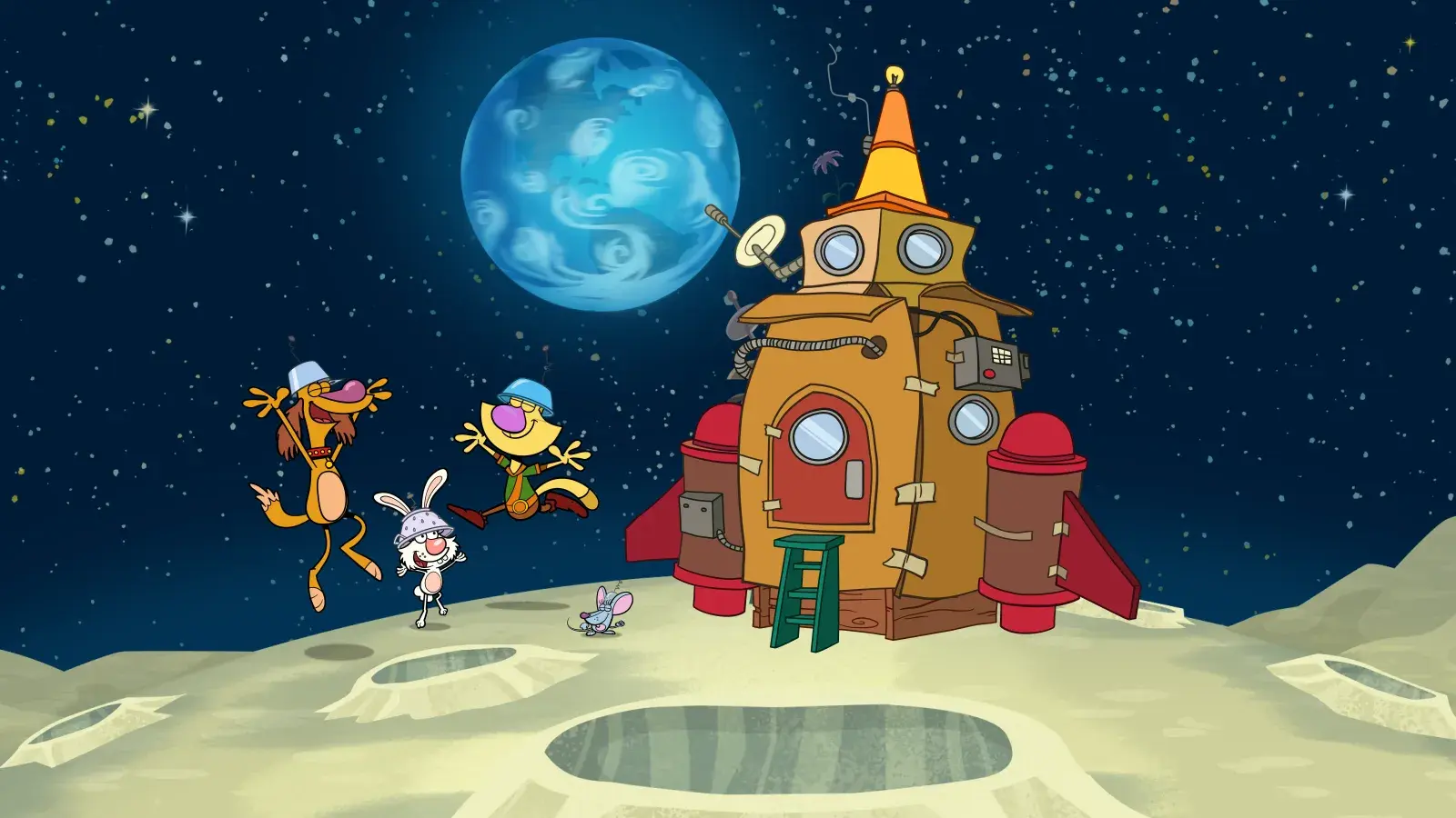 Nature Cat - Episodic Still - Nature Cat and friends on the moon.