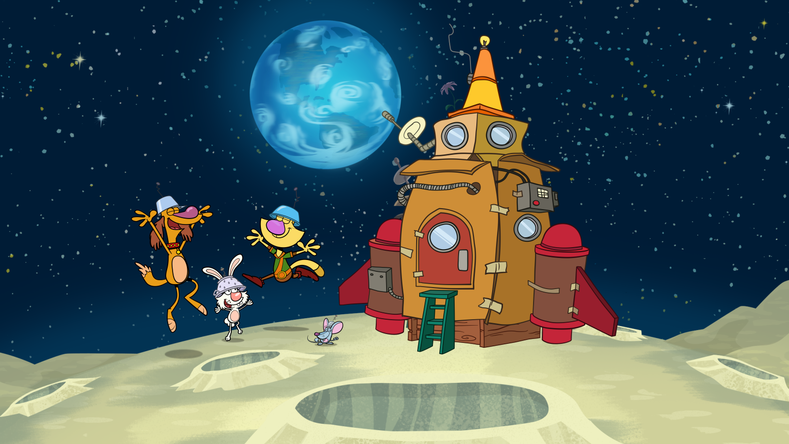 Nature Cat - Episodic Still - Nature Cat and friends on the moon.