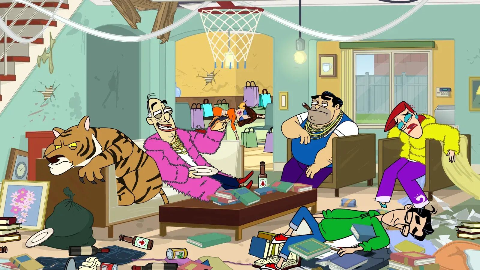 Fugget About It - Episodic Still - Family in living room on couch.