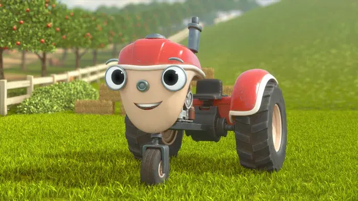 Otis on the grass in the farm