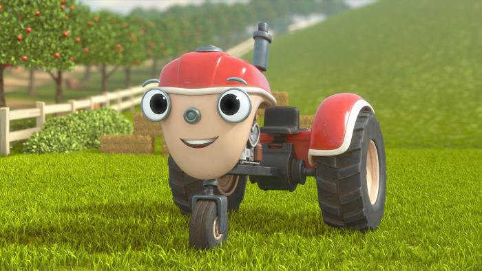 Otis on the grass in the farm