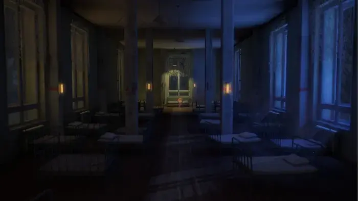 A still from the short film Anya featuring a young girl in an orphanage