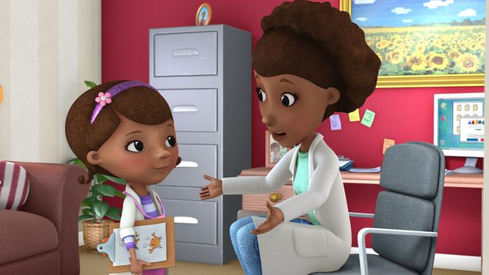 Doc McStuffins with her mom at her mom's doctor's office
