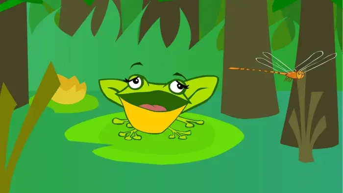 A frog sitting on a lilypad