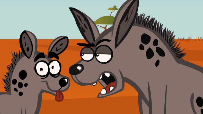 two hyenas in the hot sun