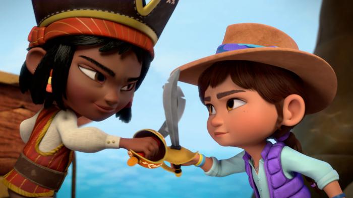 Ridley Jones sword fighting