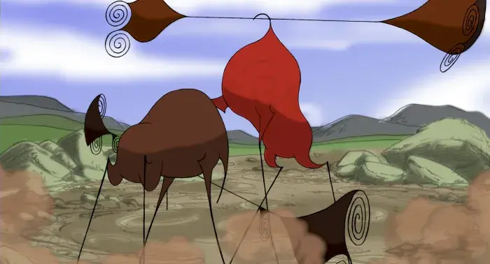 A still from the animated short film The Last Elk