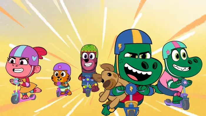 Let's Go, Bananas!: Characters run in a race, one holding a baton.