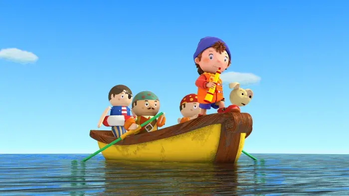 Noddy and friends on a boat in the sea