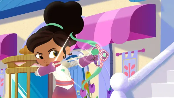 Nella the Princess Knight aiming a bow and arrow