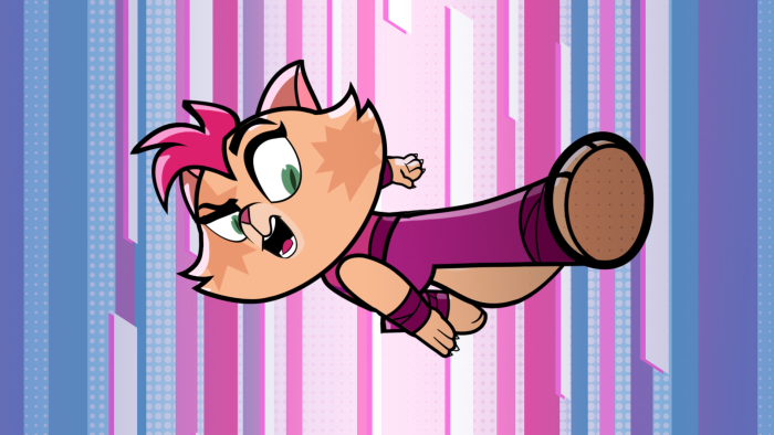 Clawdette doing a ninja kick