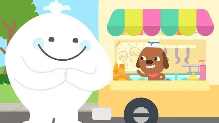 Sago Mini Friends: Two characters at an ice cream truck.
