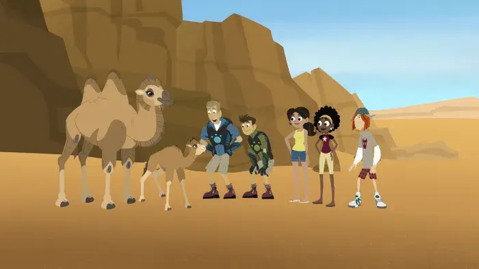 Still from Wild Kratts: Creature Adventurers in the desert.