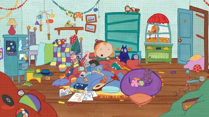 Peg + Cat - Episodic Still - Peg and Cat in the living room.