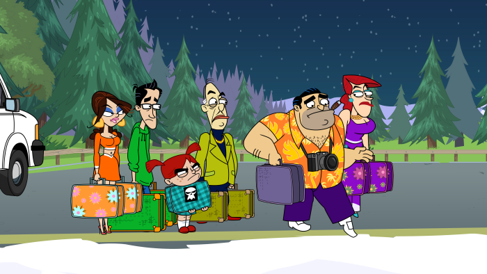 Fugget About It - Episodic Still - Family in parking lot on vacation.