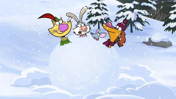 Nature Cat - Episodic Still - Nature Cat and friends stuck in a snowball.